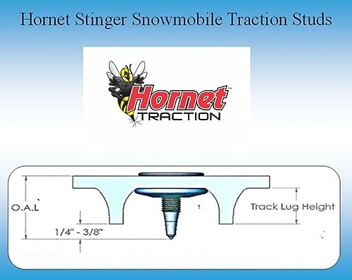 INS Products carbide Hornet 134 Snowmobile Traction Studs w/Nuts, Overall Length 1.69"