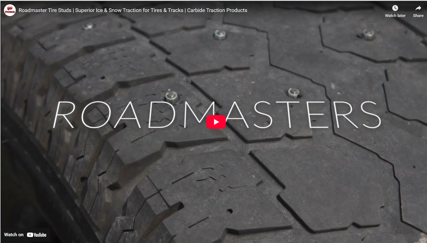 Load video: Roadmaster Tire Studs | Superior Ice &amp; Snow Traction for Tires &amp; Tracks | INS Products